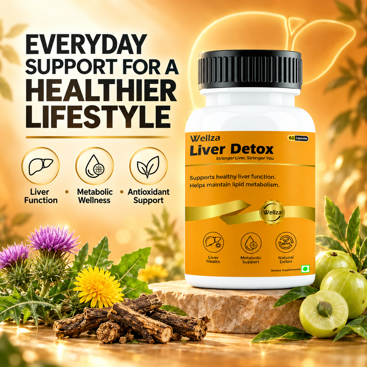 Wellza Liver Detox Capsules with Milk Thistle 600 mg
