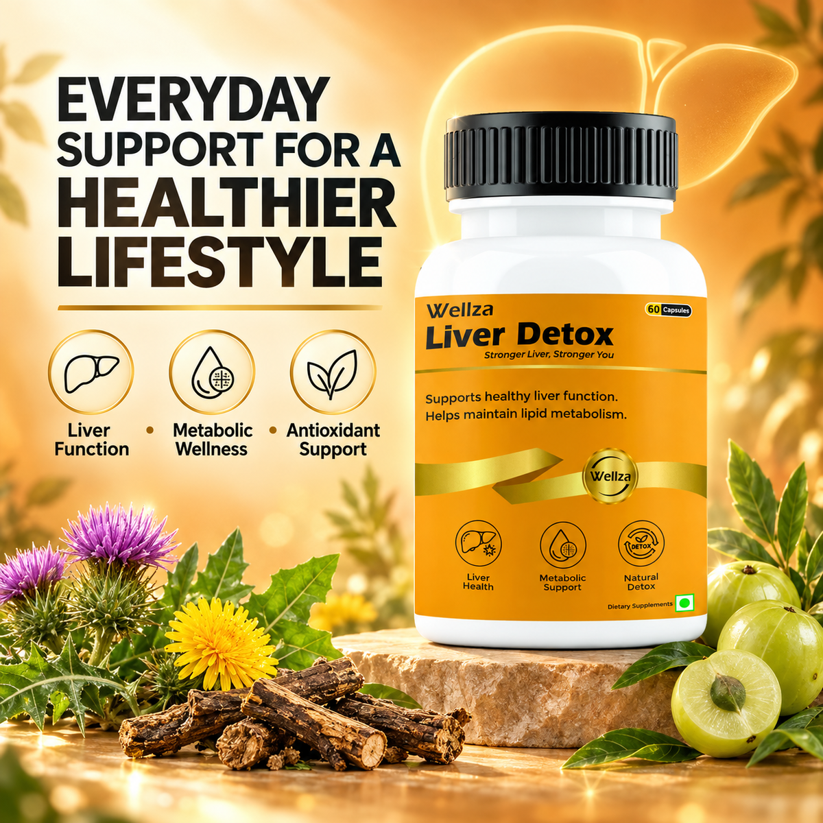 Wellza Liver Detox Capsules with Milk Thistle 600 mg