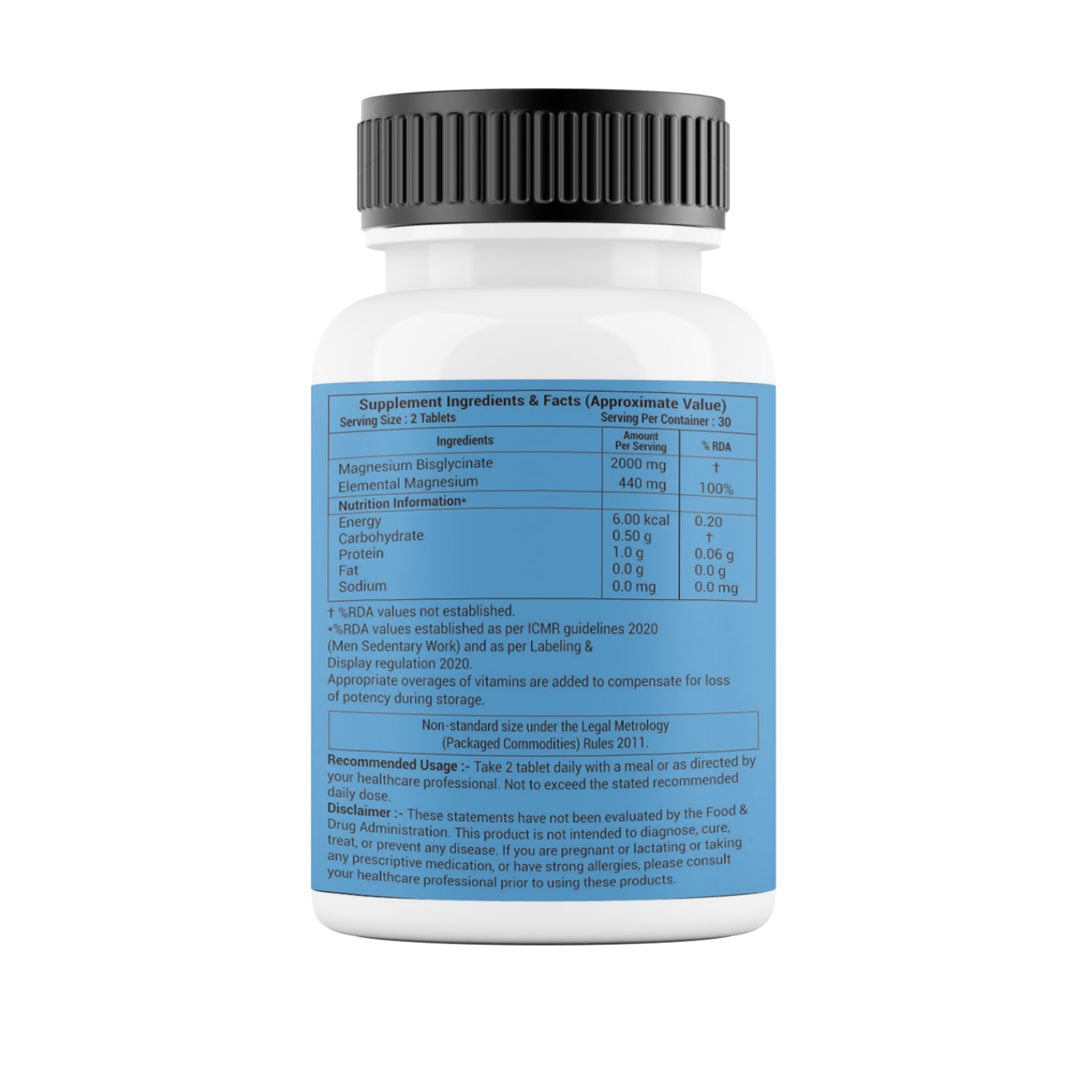 Wellza Magnesium Bisglycinate 2000 mg Tablets