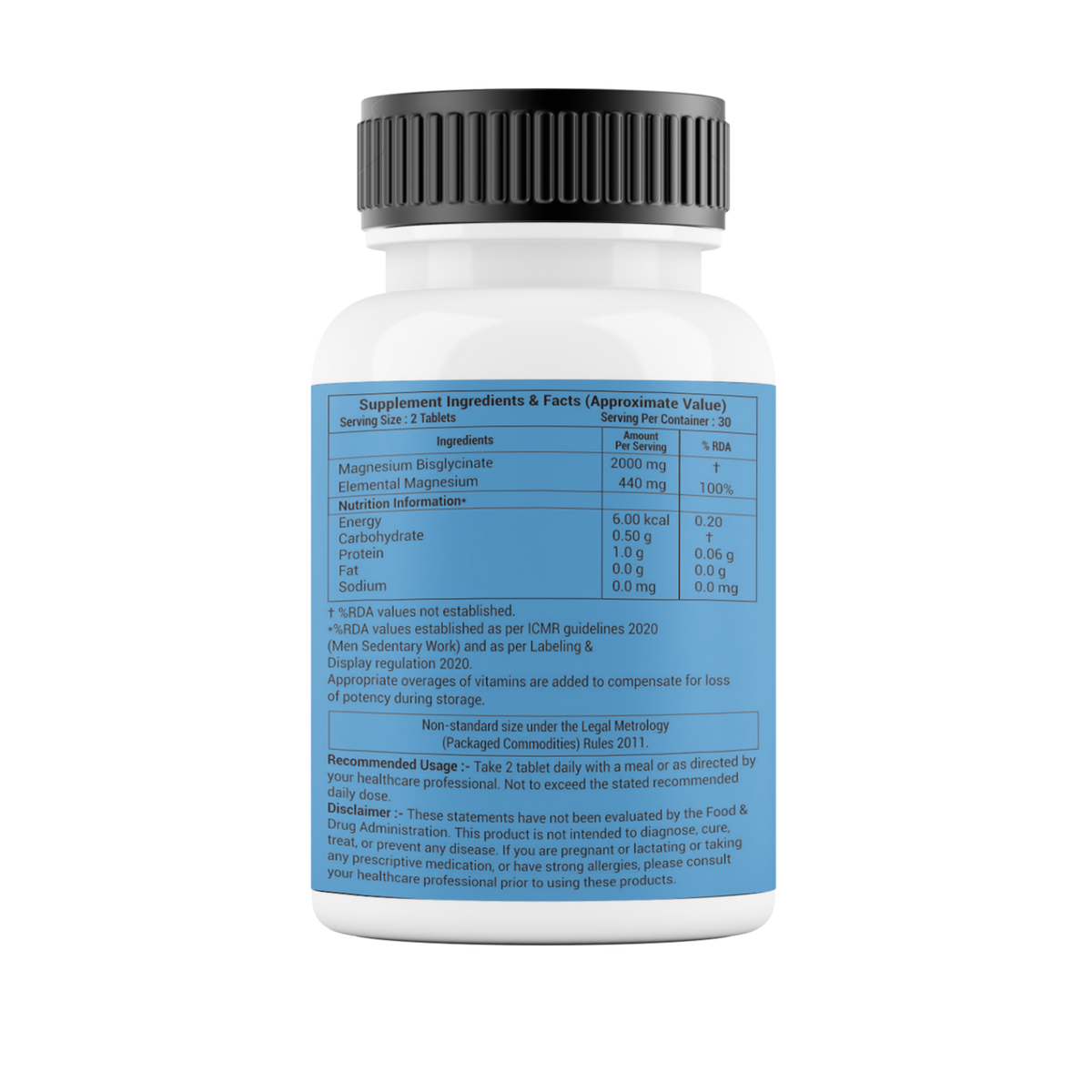 Wellza Magnesium Bisglycinate 2000 mg Tablets