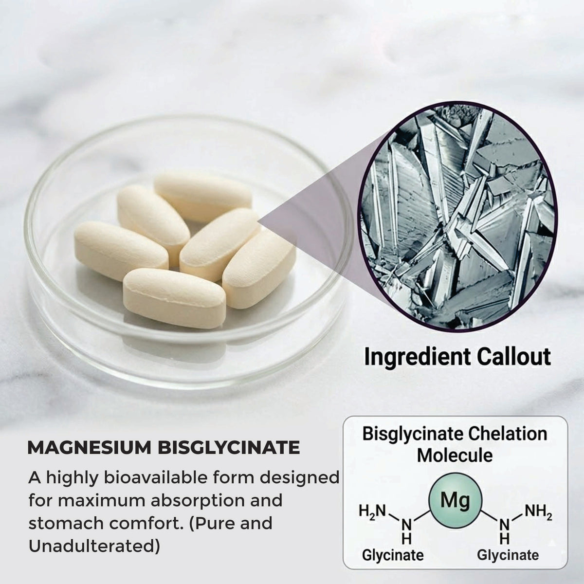 Wellza Magnesium Bisglycinate 2000 mg Tablets