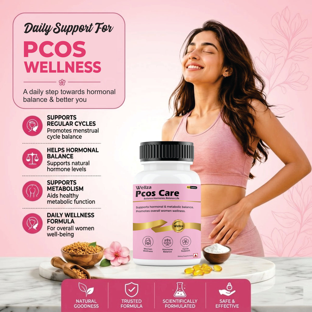 Wellza PCOS Care Tablets for Women with Myo-Inositol