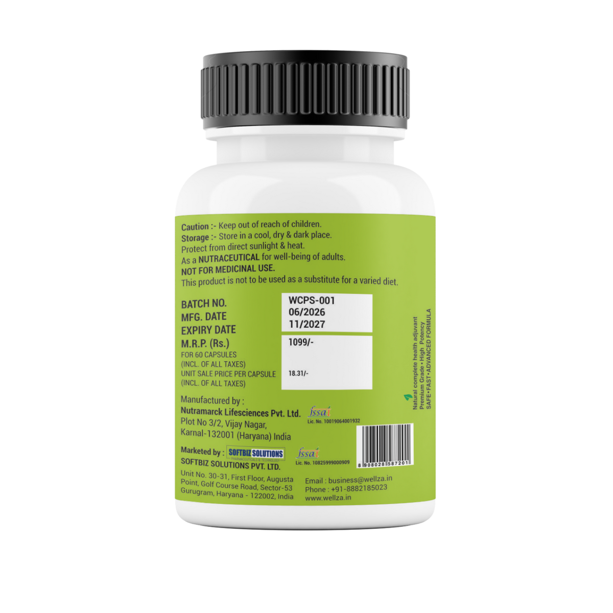 Wellza Saw Palmetto 500 mg for Men with Gokhru