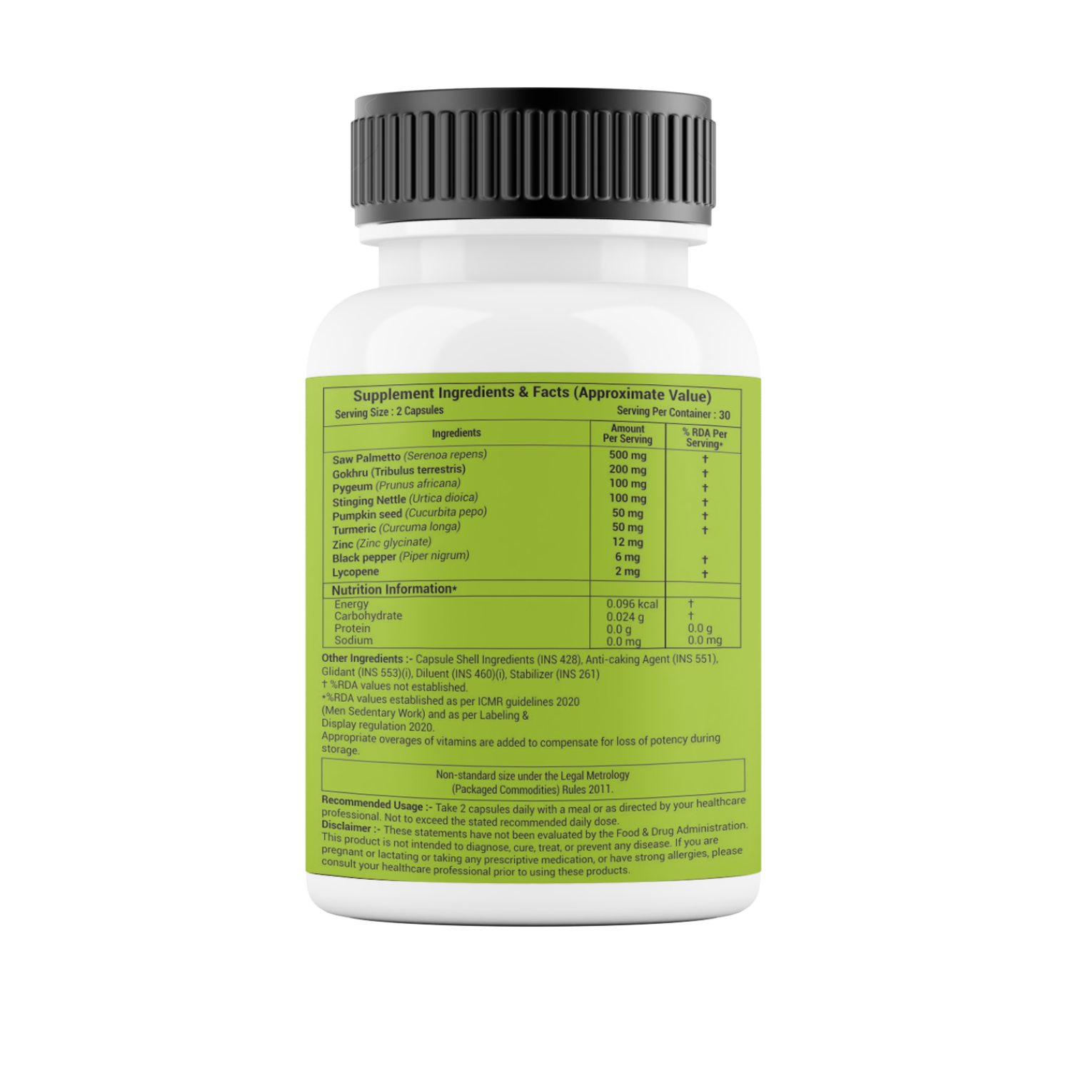 Wellza Saw Palmetto 500 mg for Men with Gokhru