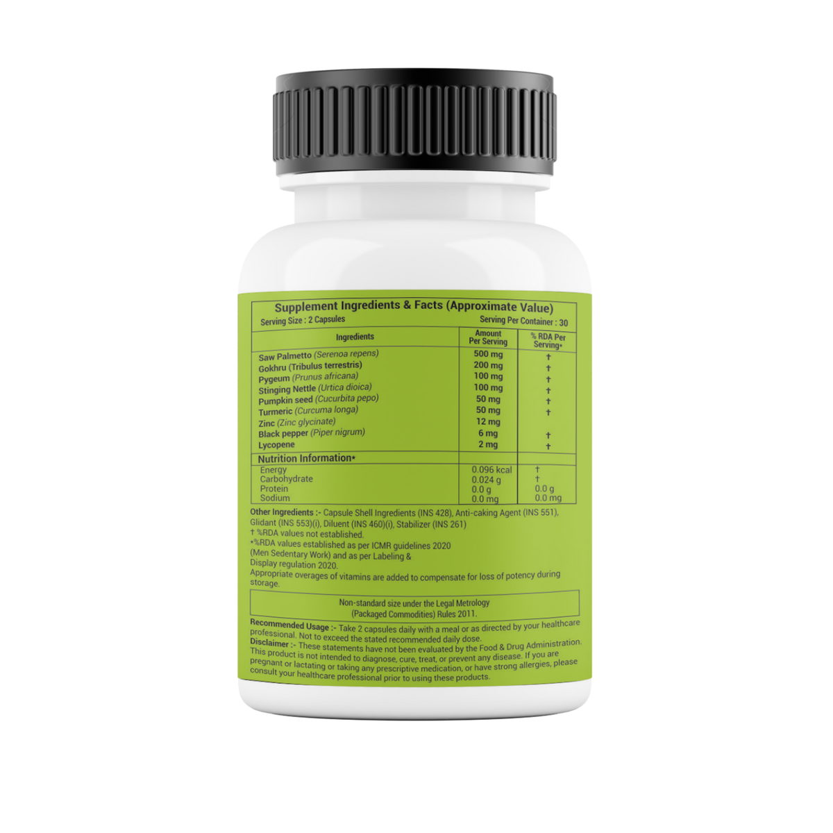 Wellza Saw Palmetto 500 mg for Men with Gokhru