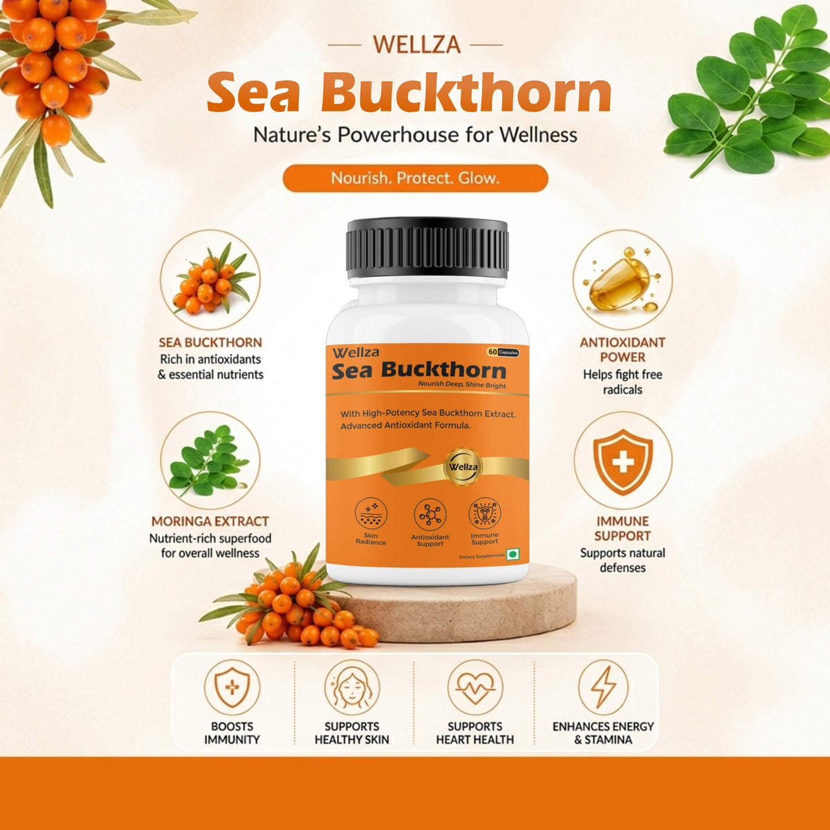 Wellza Sea Buckthorn Extract 900 mg with Moringa Extract