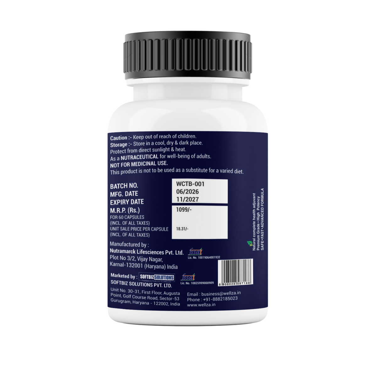 Wellza Shilajit Capsules Adult Nutraceutical Supplement