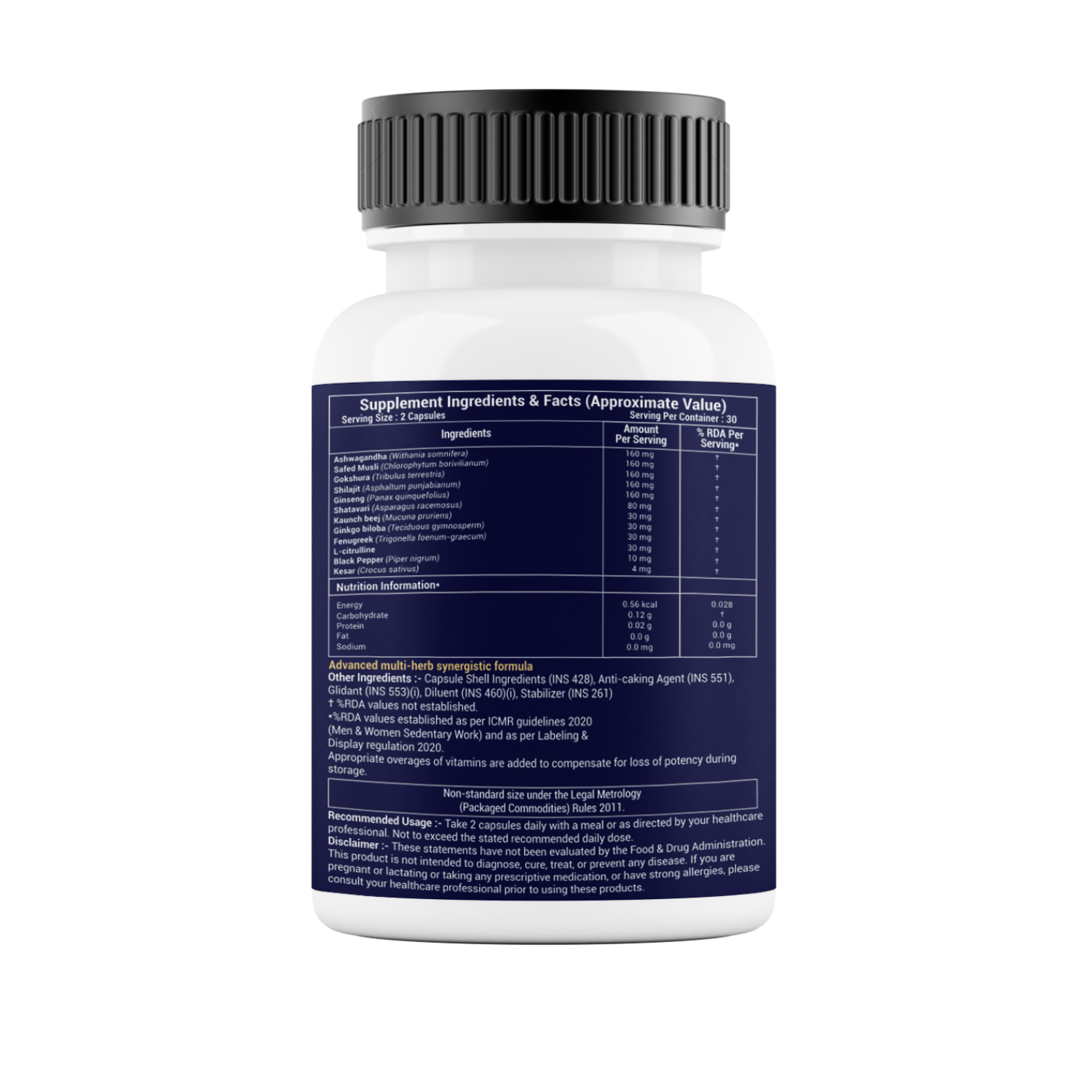 Wellza Shilajit Capsules Adult Nutraceutical Supplement