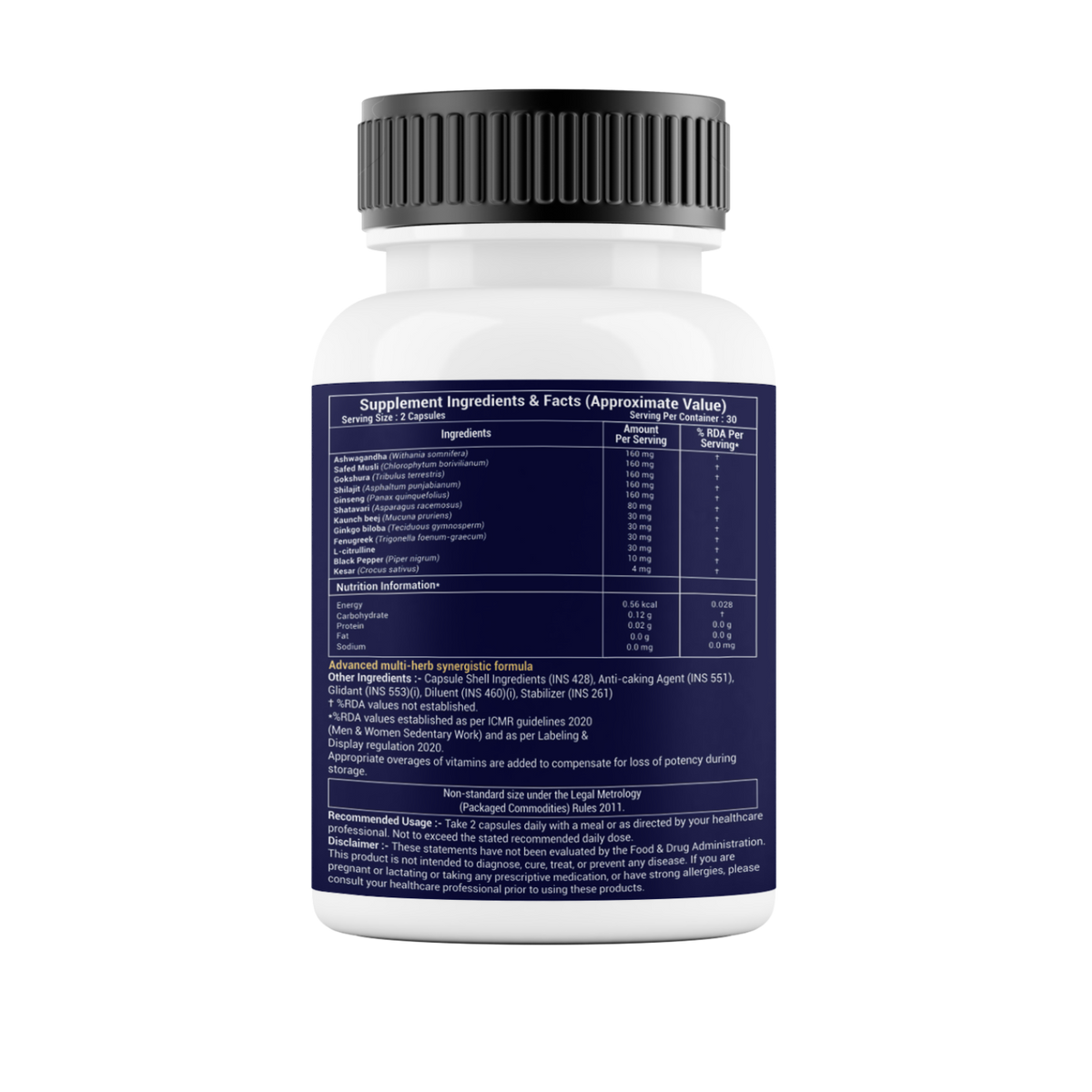 Wellza Shilajit Capsules Adult Nutraceutical Supplement