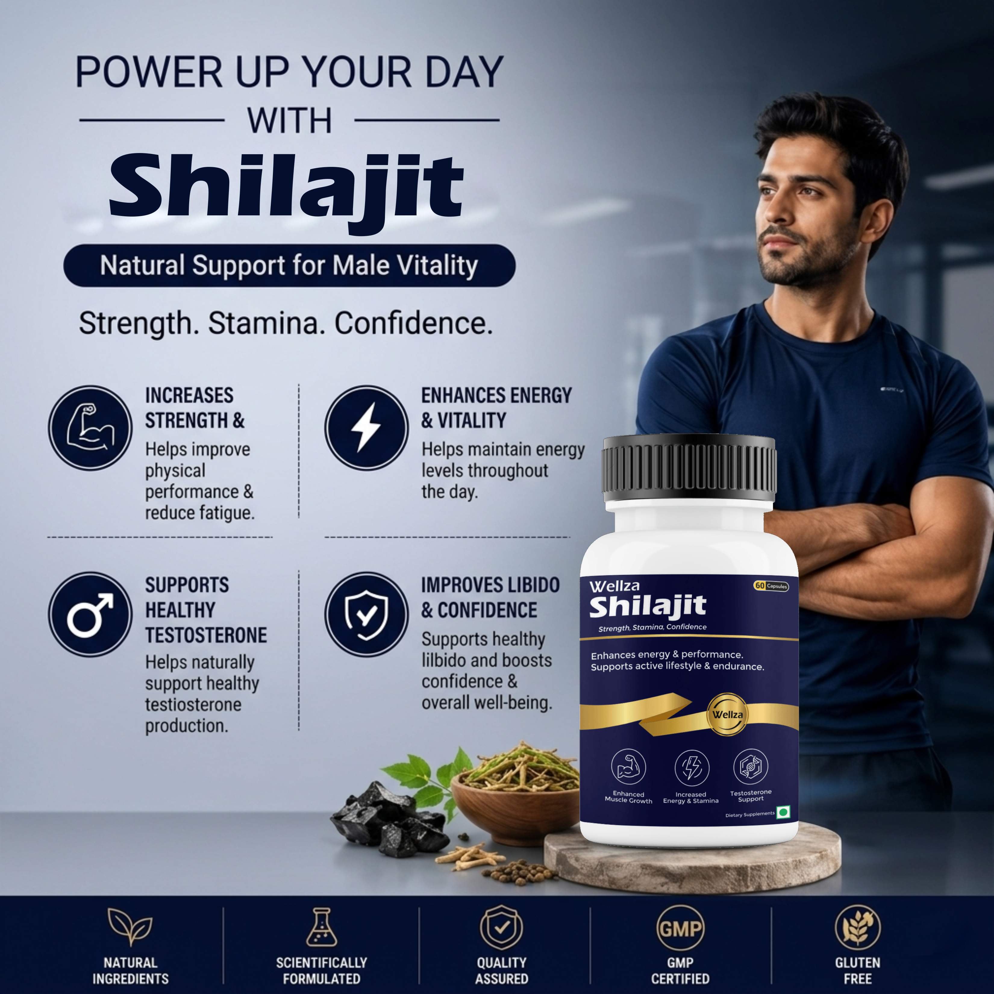 Wellza Shilajit Capsules Adult Nutraceutical Supplement